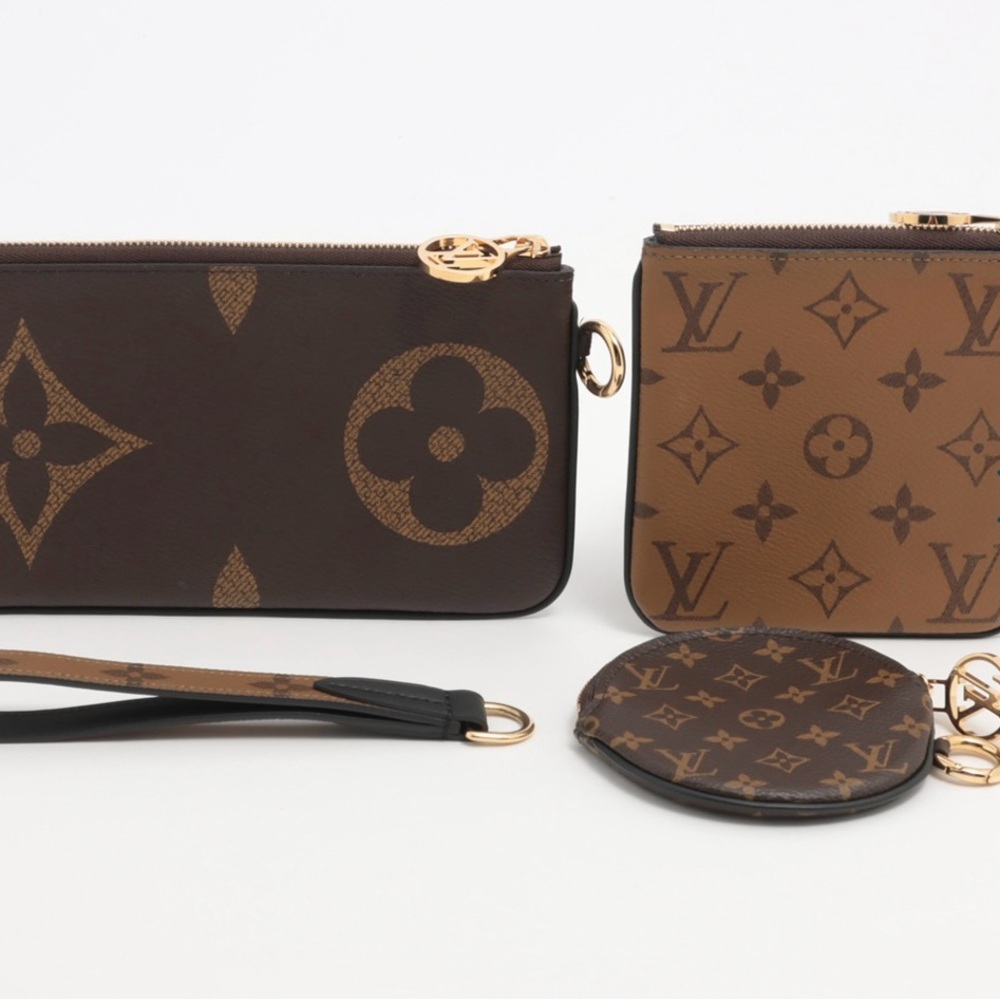 Louis Vuitton Brown and Tan Monogram Wristlet Trio - Picture 2 of 8